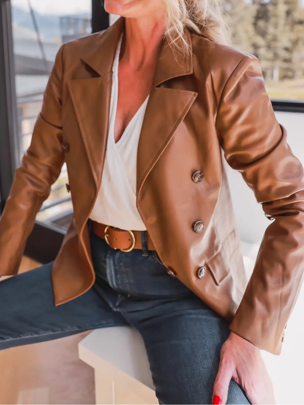 EVEREVE Elizabeth St. Faux Leather Blazer